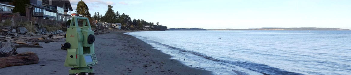 surveying a beach